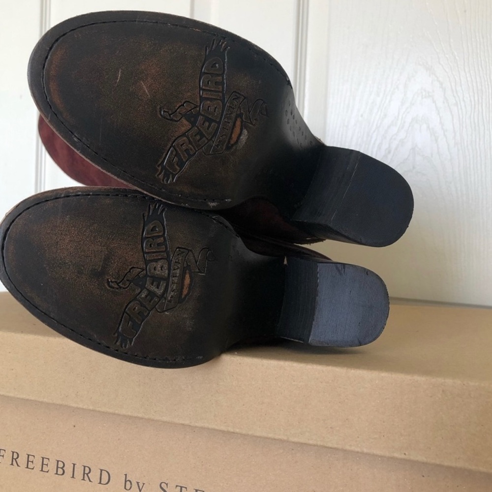 BNWB FREEBIRD WINE COAL TALL BOOTS SUEDE/LEATHER sz 7 - Picture 2 of 9